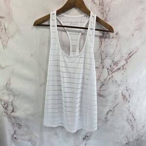 Zyia Active Tank Top Womens XXL 2X White Sheer Striped Racerback Havana